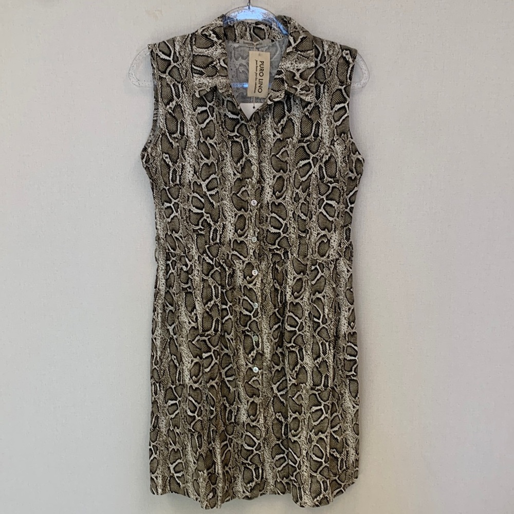 Laura Bianchi 100% Linen Python Print Dress • Sz … - image 2